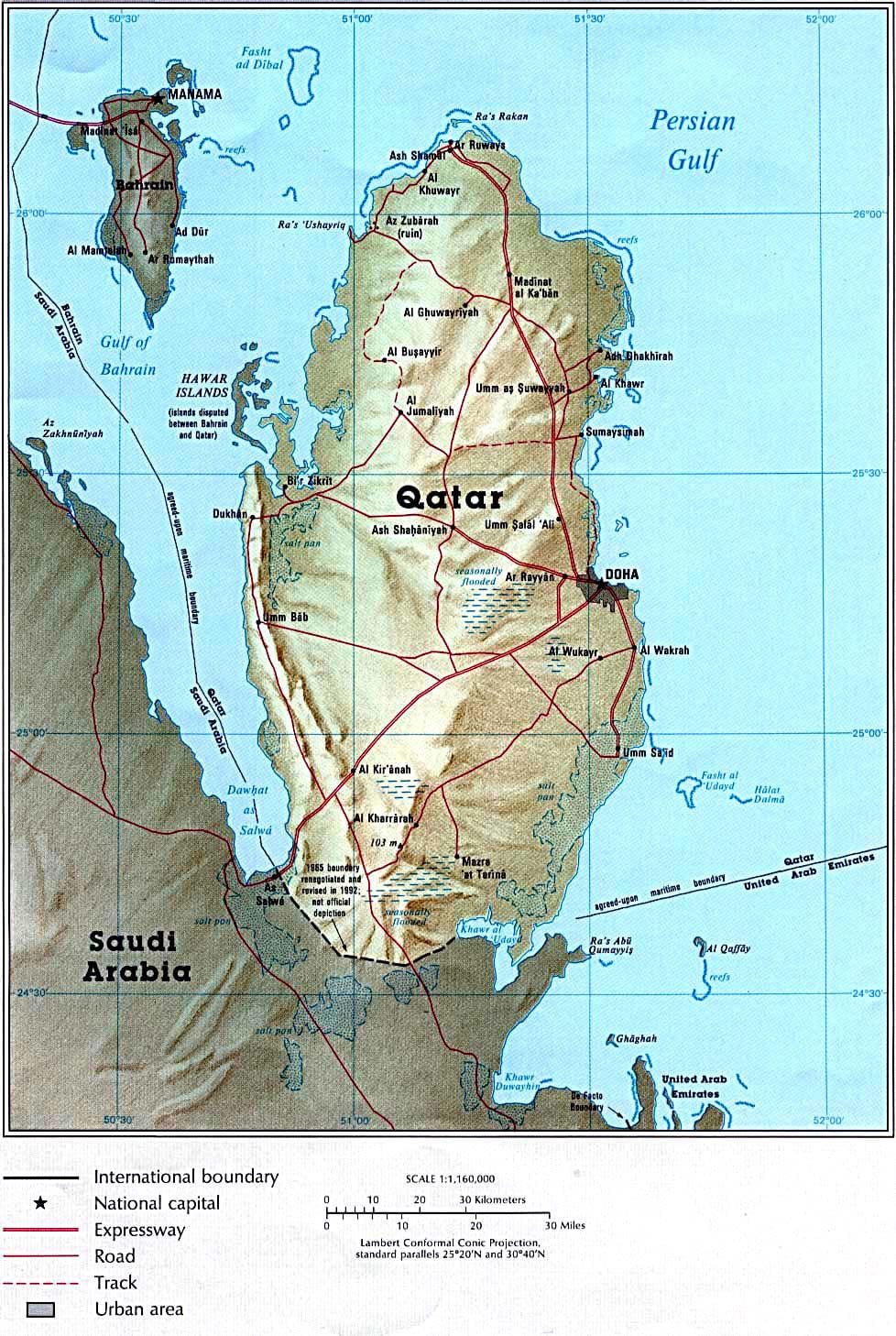 Peta dari qatar fisik