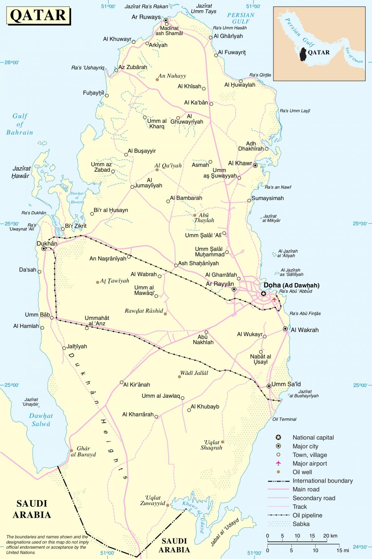 qatar rute jalan peta