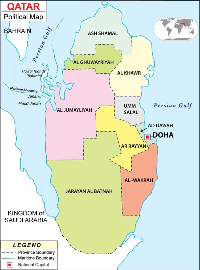 peta dari qatar wilayah