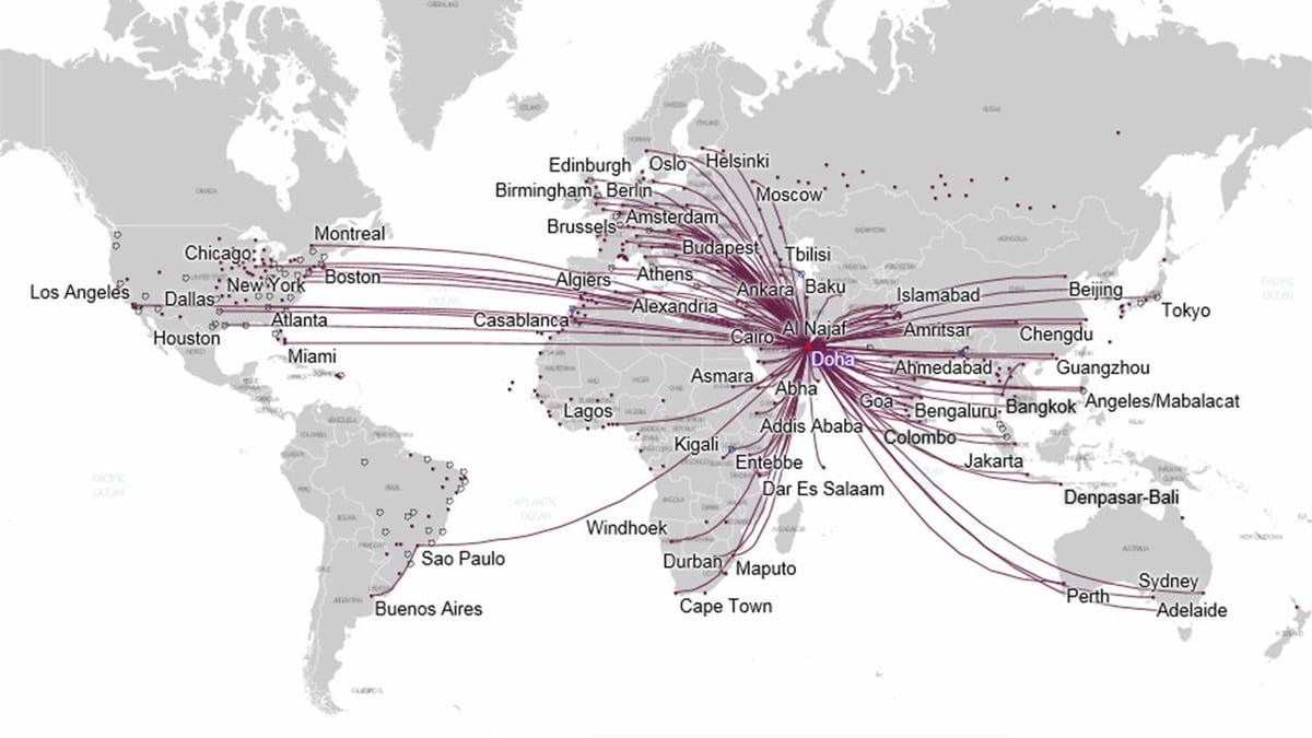 qatar airways rute peta eropa