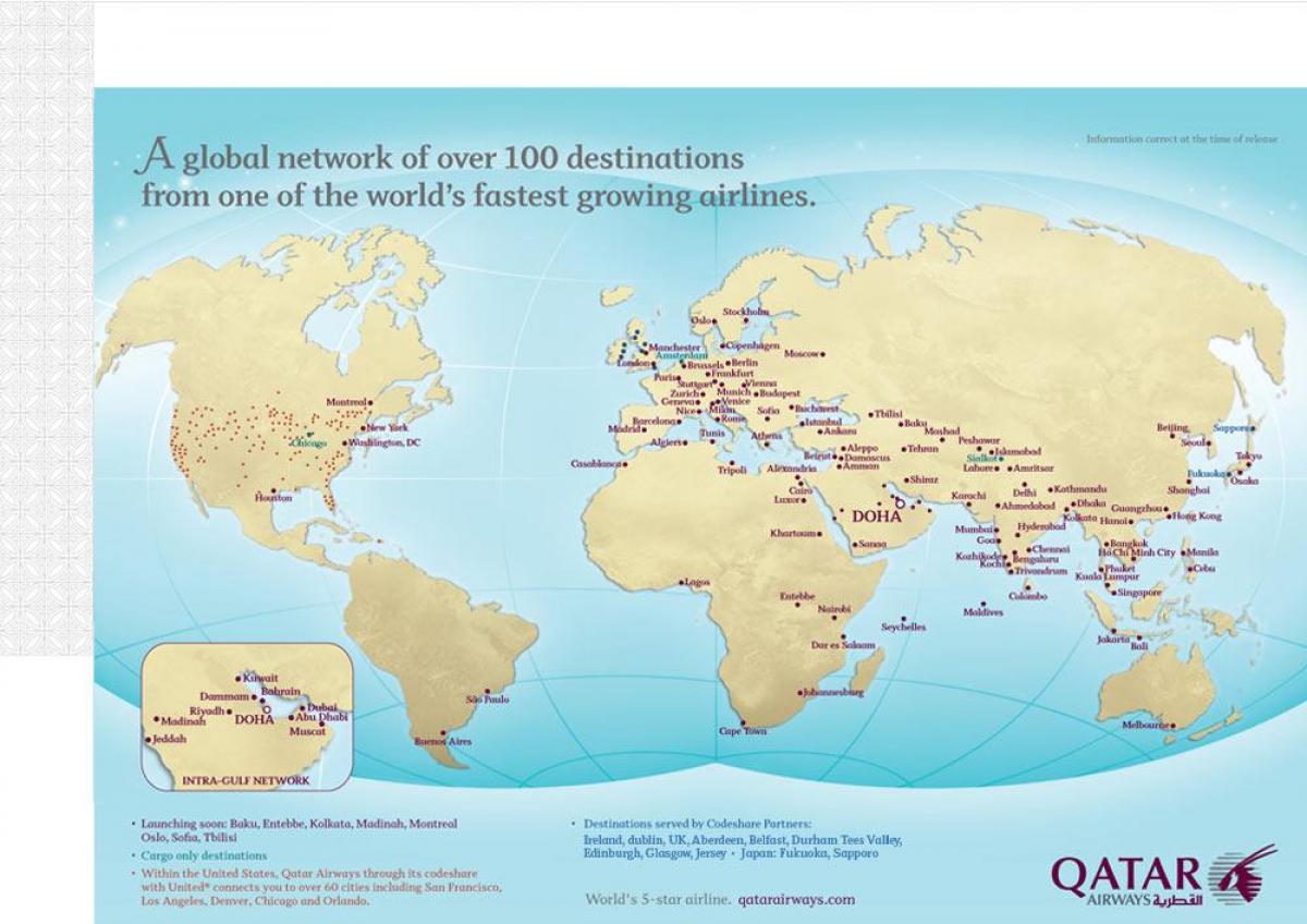 qatar penerbangan rute peta
