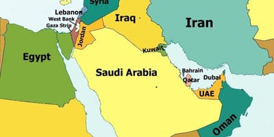 Peta dari qatar dan negara-negara sekitarnya