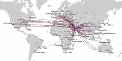 Qatar airways rute peta